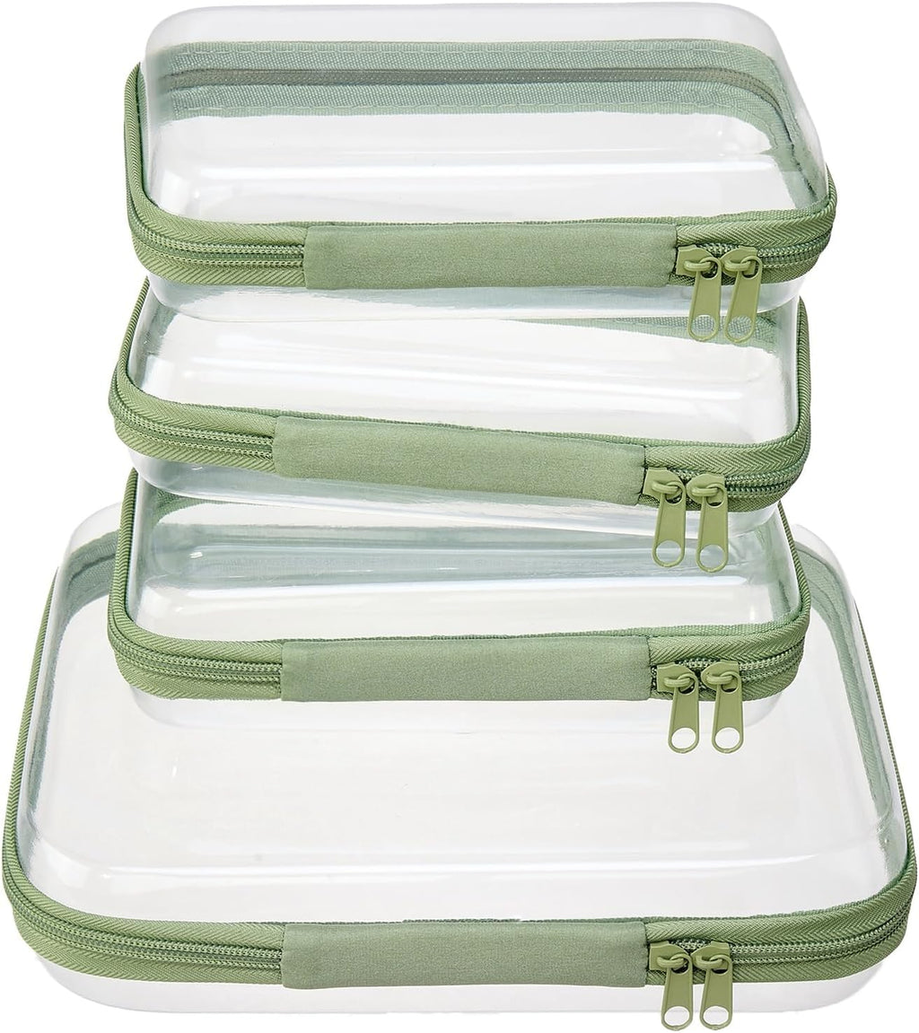 4 pcs Clear Zipper Pouches,Hard Shell Zipper Case, Toiletry Bag for Travel