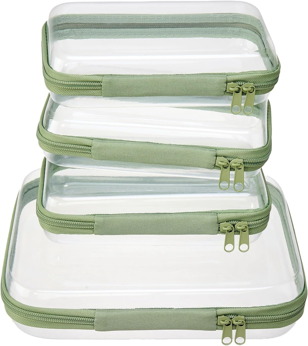 4 pcs Clear Zipper Pouches,Hard Shell Zipper Case, Toiletry Bag for Travel