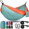 Camping Hammock Lightweight, Portable Hammocks Parachute Hammock with Two Tree Straps, Single or Double Travel Swing Nylon Camp Hammocks, Outdoor Essentials for Beach Backpacking Hiking, Orange