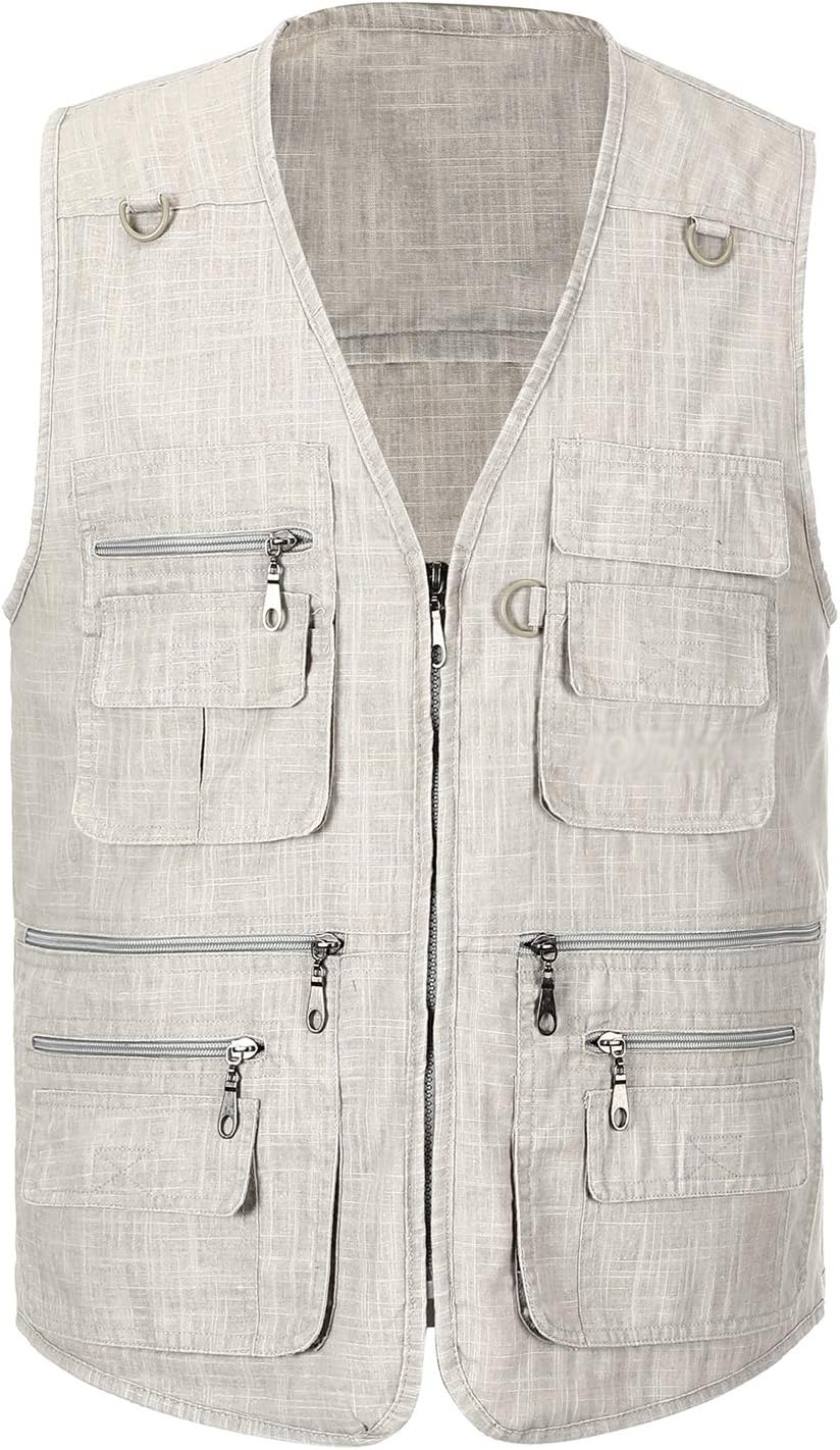 Spanye Mens Outdoor Fishing Vest Safari Travel Photography Vests Jacket Multi Pocket