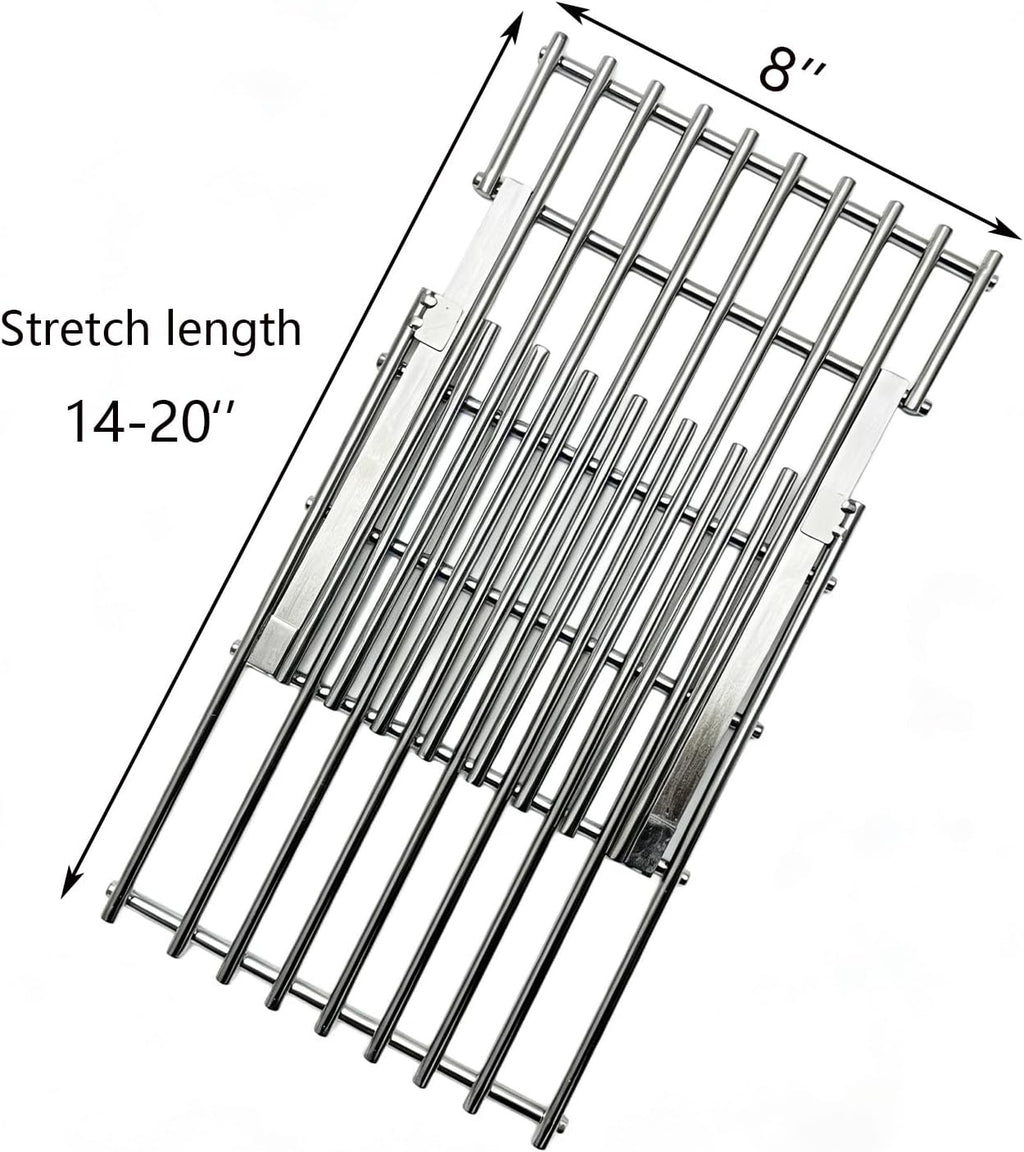Stainless Cooking Grill Grates Replacement Adjustable Universal Extends from 14" to 20" Long, 8" Wide Each Adjust Expandable Cooking Grill Grids (3pack)