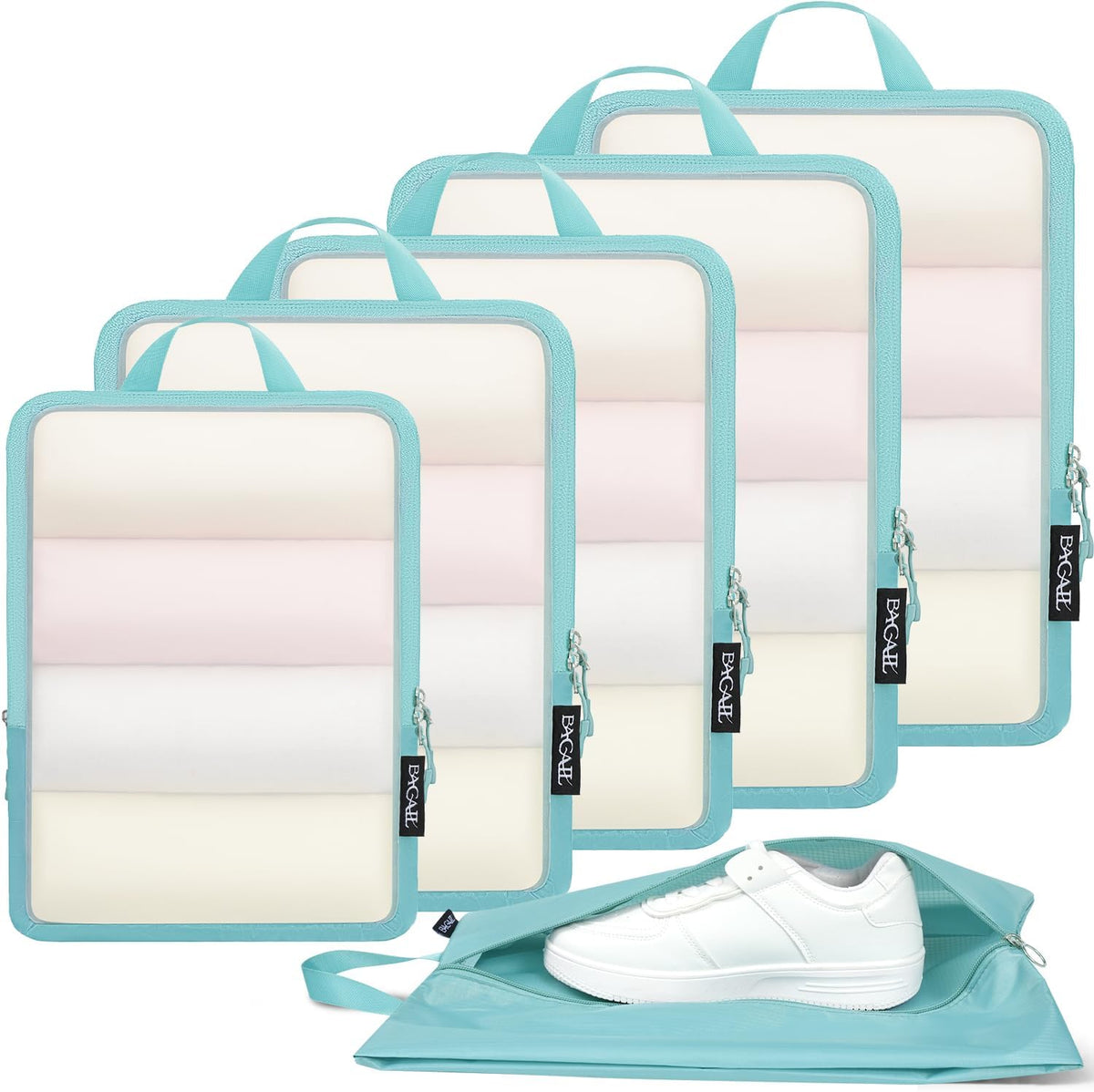 BAGAIL 6 Set Ultralight Compression Packing Cubes Packing Organizer for Travel Accessories Luggage Suitcase Backpack