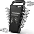 Tempest 14 Piece Combination Wrench Set, Metric & SAE (8-17mm, 5/16-11/16 inch) with Compact Organizer Rack, Drop Forged Steel Mechanics Hand Tools Kit for Automotive Repair, Home DIY, Workshops