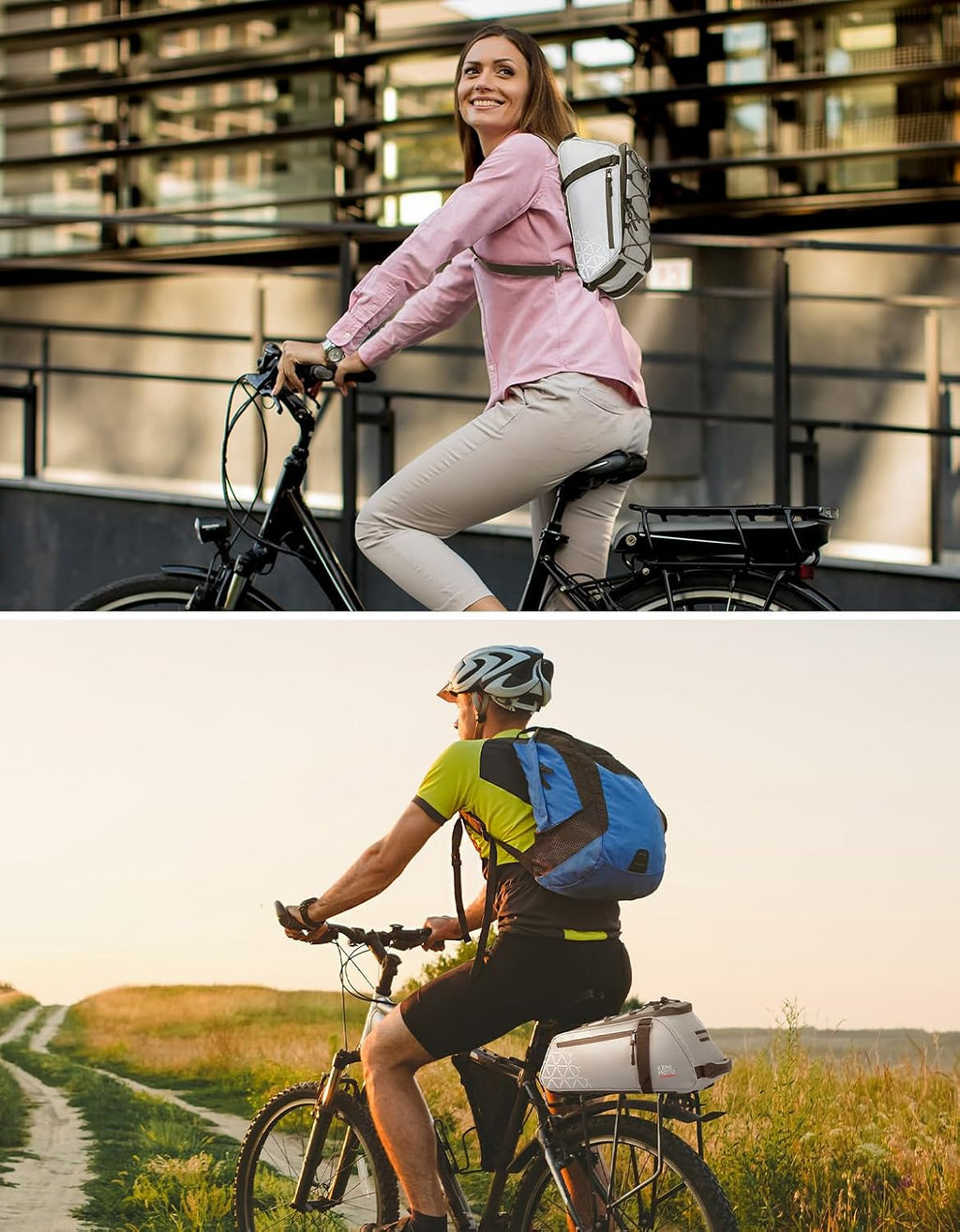 KEMIMOTO Rear Bike Rack Bag - 8L PVC Water Resistant Ebike Bags for Bicycle