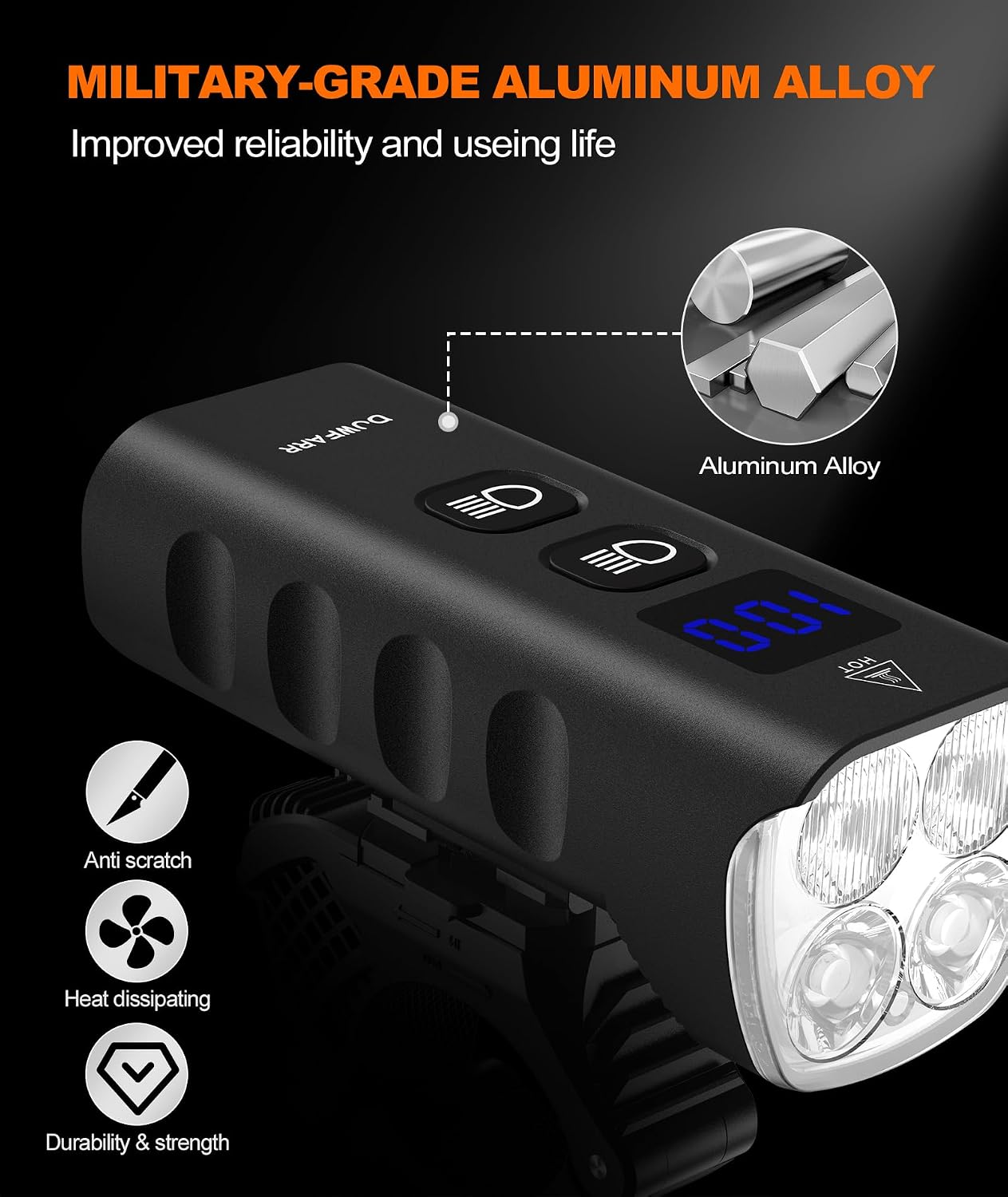 Front Bike Light or Front Headlight & Back Taillight Set, 2000 Lumens Super Bright Road Mountain Ebike Lights, Rechargeable & 6400mAh Ultra-Long Battery Life, 13 Lighting Modes