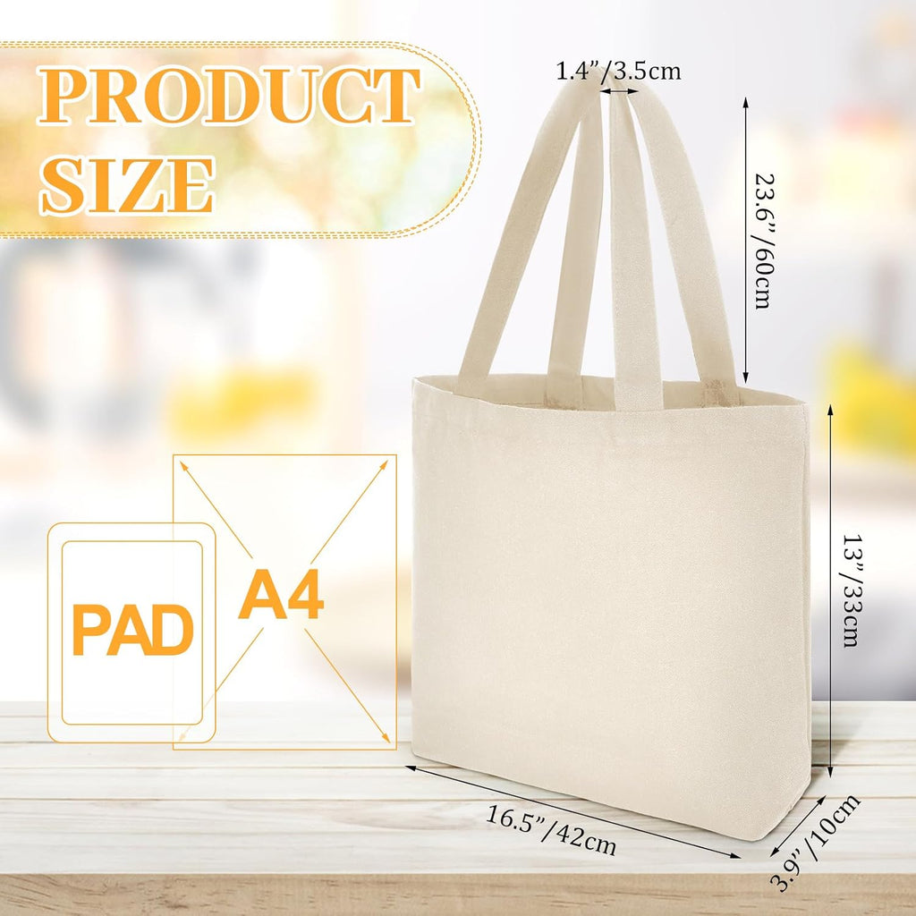 Silkfly 20 Pcs Canvas Tote Bags Bulk 16.5x13.4'' Blank Cotton Canvas Bag with Zipper Handles Reusable Plain Grocery Makeup Handbag for DIY (Beige)