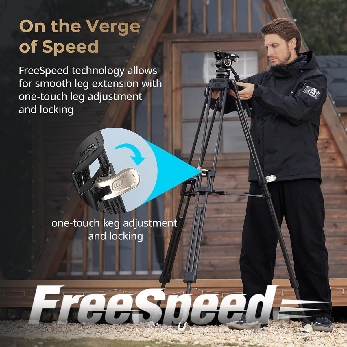 SmallRig AD-Pro8 FreeBlazer Counterbalance Carbon Fiber Video Tripod Kit, 77" Video Tripod with 6-Step Counterbalance, 4-Step Pan/Tilt Hydraulic Damping, 2 Mid-level Spreaders, Max Load 17.6lbs - 4465