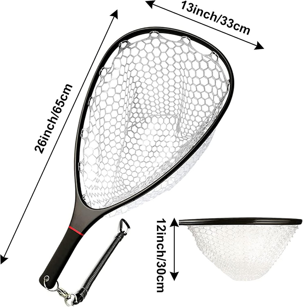 Aventik Fly Floating Fishing Net Carbon Fiber Landing Trout Net Light Weight Clear Rubber Ghost Net Catch & Release
