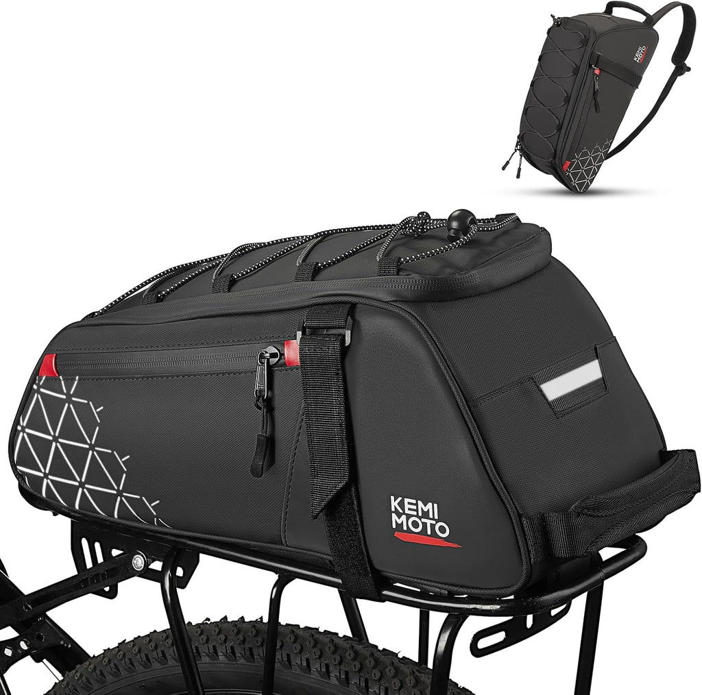 KEMIMOTO Rear Bike Rack Bag - 8L PVC Water Resistant Ebike Bags for Bicycle