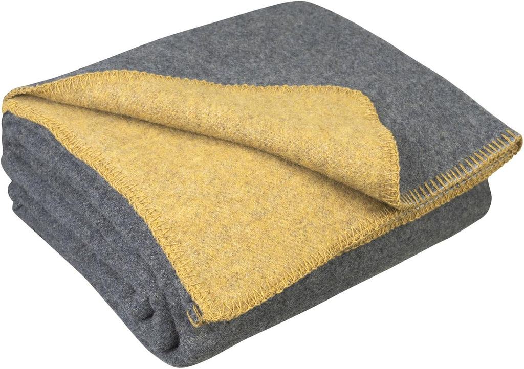 Merino Wool Outdoor Blanket, Travel & Camping Reversible Throw, 51 x 67 in