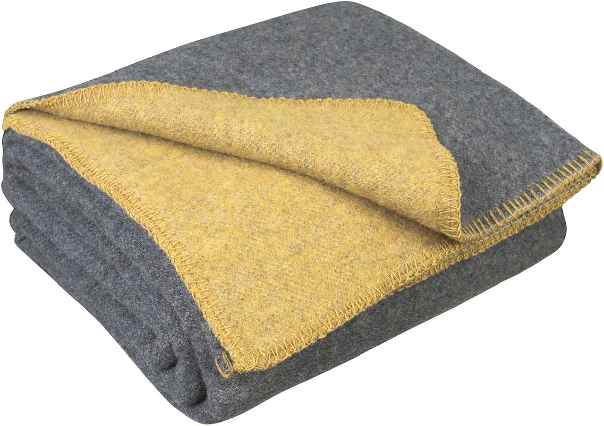 Merino Wool Outdoor Blanket, Travel & Camping Reversible Throw, 51 x 67 in