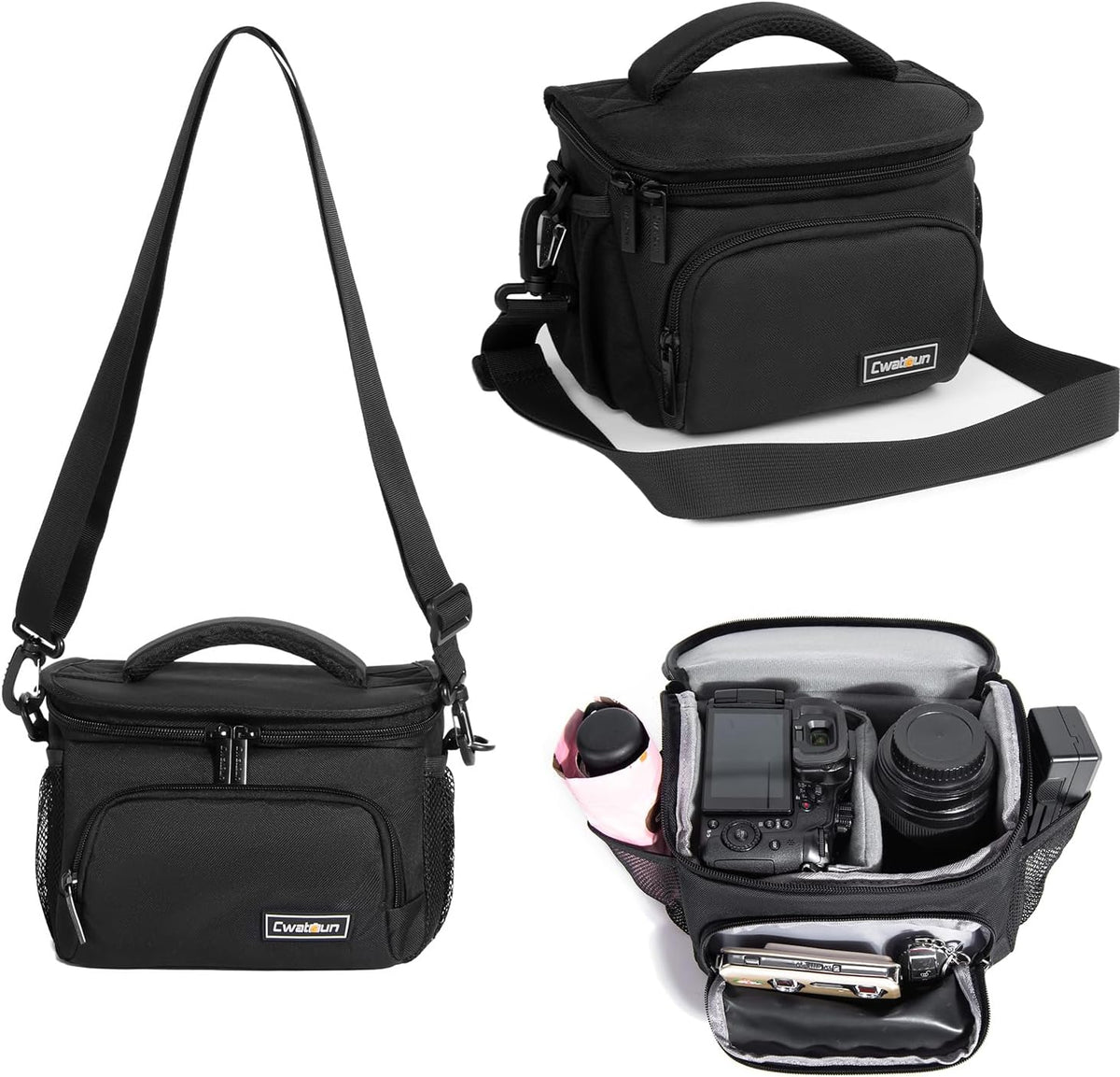 Cwatcun Camera Bag Sling Compact, Crossbody Case for DSLR/Mirrorless