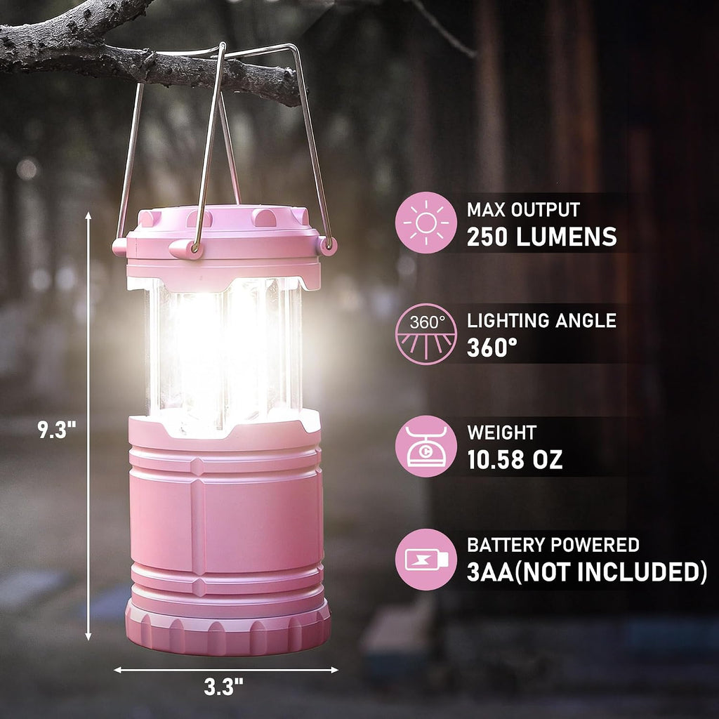 4-Pack LED Pink Camping Lantern
