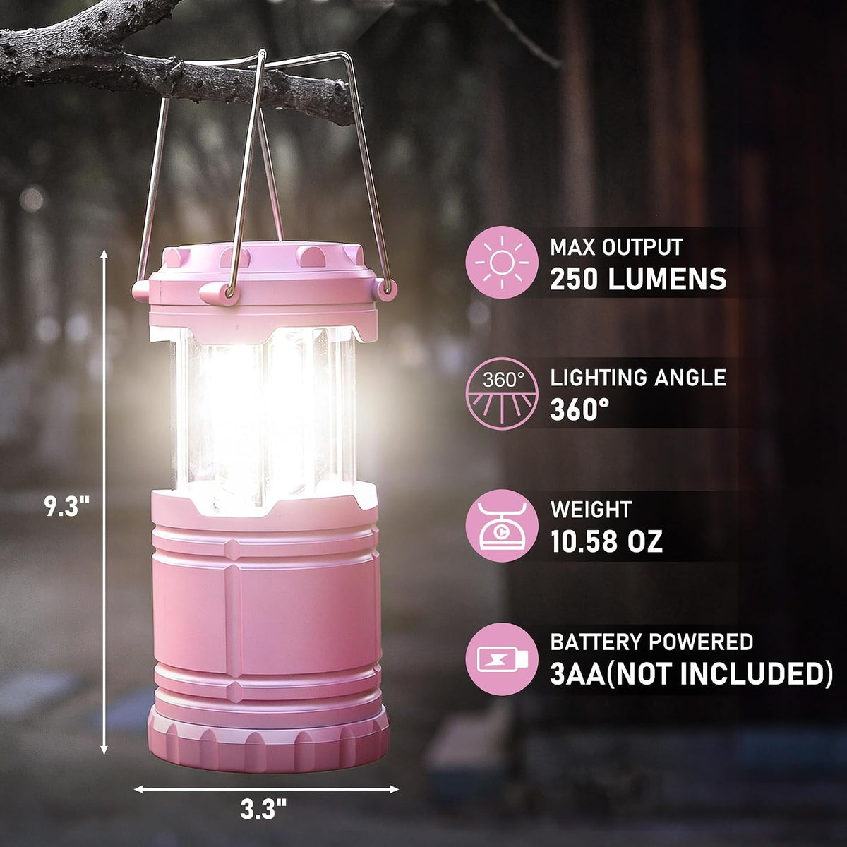 4-Pack LED Pink Camping Lantern
