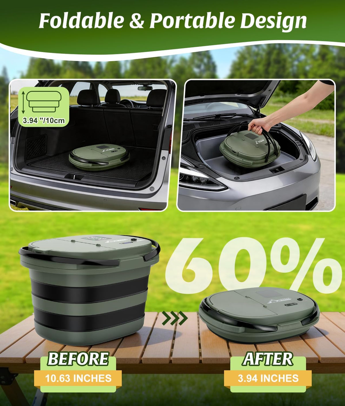 WADEO Portable Shower for Camping with 20L Bucket, 13000mAh Rechargeable