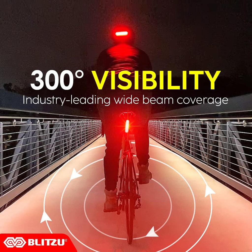 BLITZU Bike Front/Tail Light, Bright USB-C Rechargeable Bicycle Safety LED