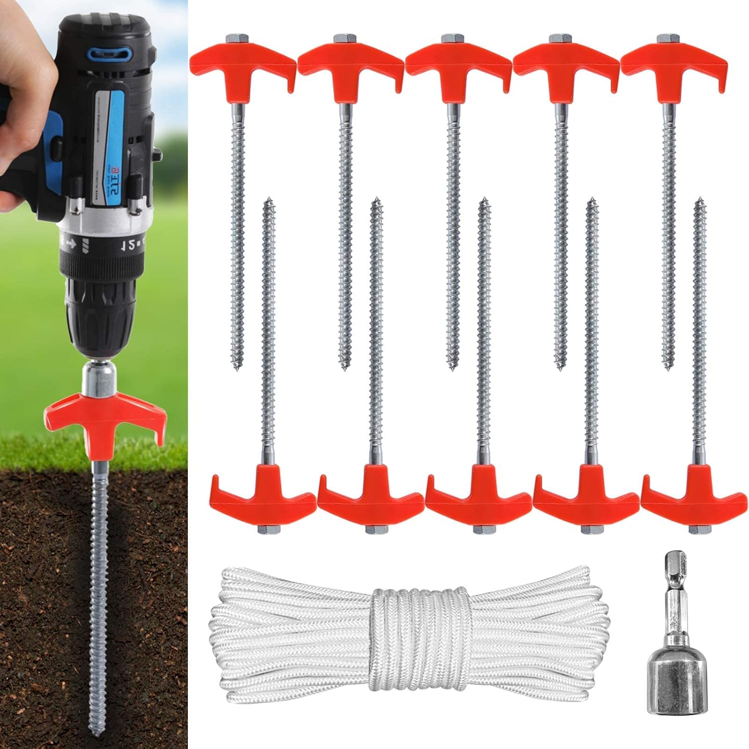 ABCCANOPY Tent Stakes 8" Camping Tent Stakes, 10pc-Pack (Blue) (Pack of 2)