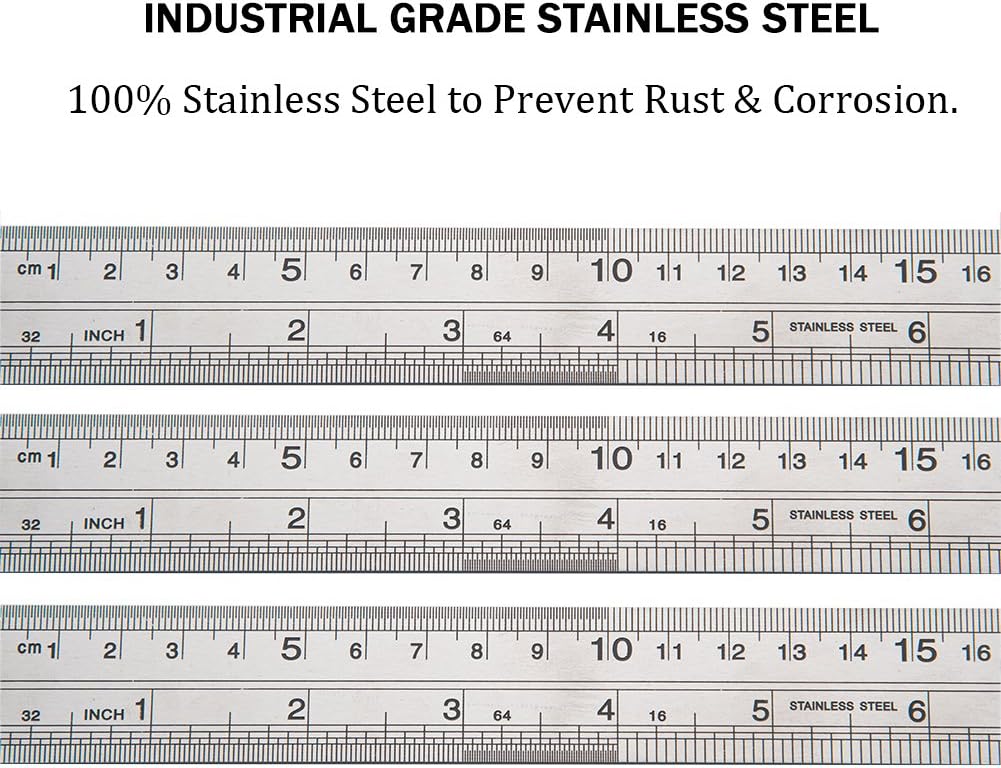 ZZTX Metal Ruler 12 Inches Stainless Steel 6 Pack