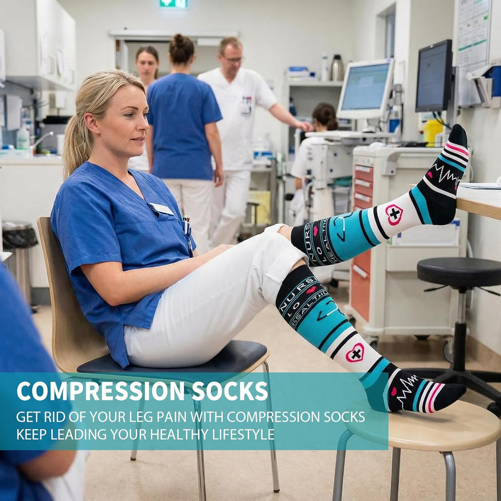 Sooverki Copper Compression Socks for Men & Women 8 Pack 15-20mmHg - Knee High Stockings Best Support for Running Athletic