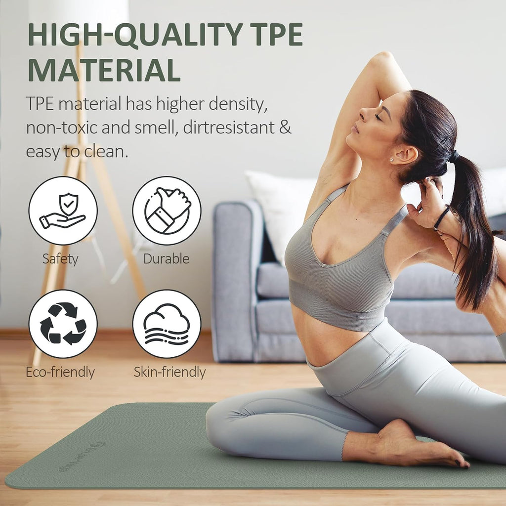 Gruper Yoga Mat Non Slip, Anti-Tear Workout Mat with Carrying Strap and Bag