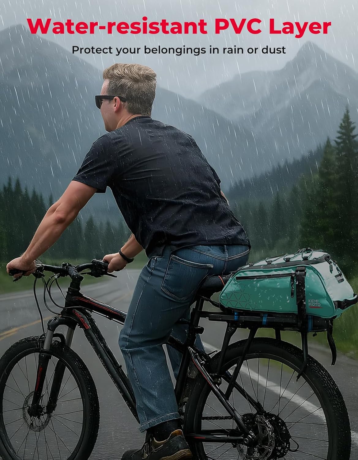 KEMIMOTO Rear Bike Rack Bag - 8L PVC Water Resistant Ebike Bags for Bicycle
