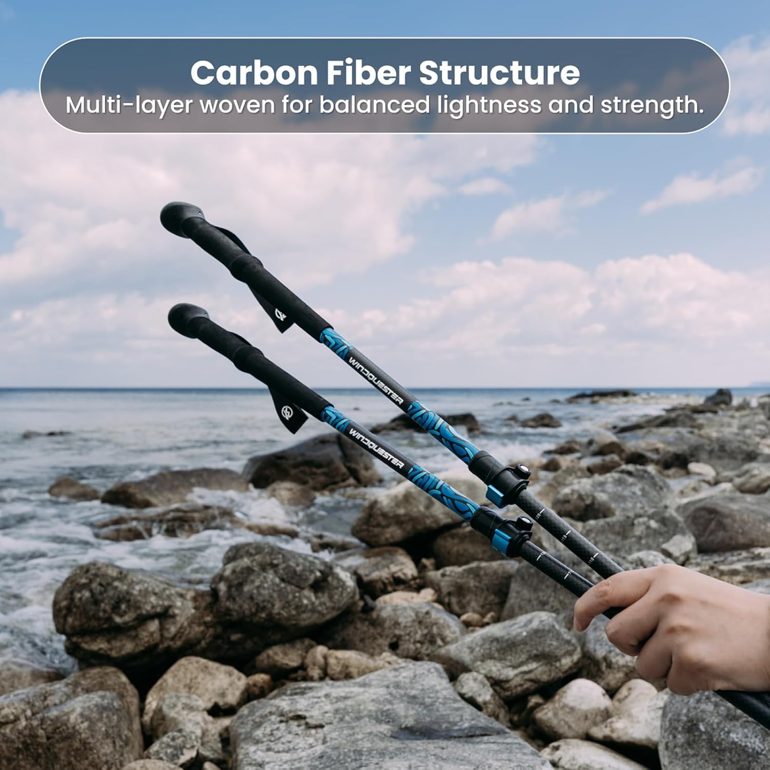 Strider X Carbon Fiber Trekking Poles Adjustable Hiking Poles