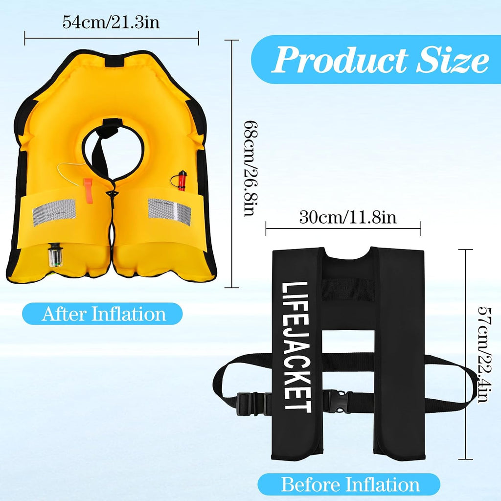 Adult Automatic Inflatable Kayak Vest PFD,Water Sports Vest for Boating Fishing Kayaking SUP Paddleboarding（fit Weight Below 330 lbs）