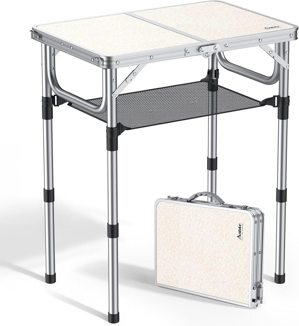 Anbte Folding Camping Table, 24"X 16" Adjustable Height Small Folding Table