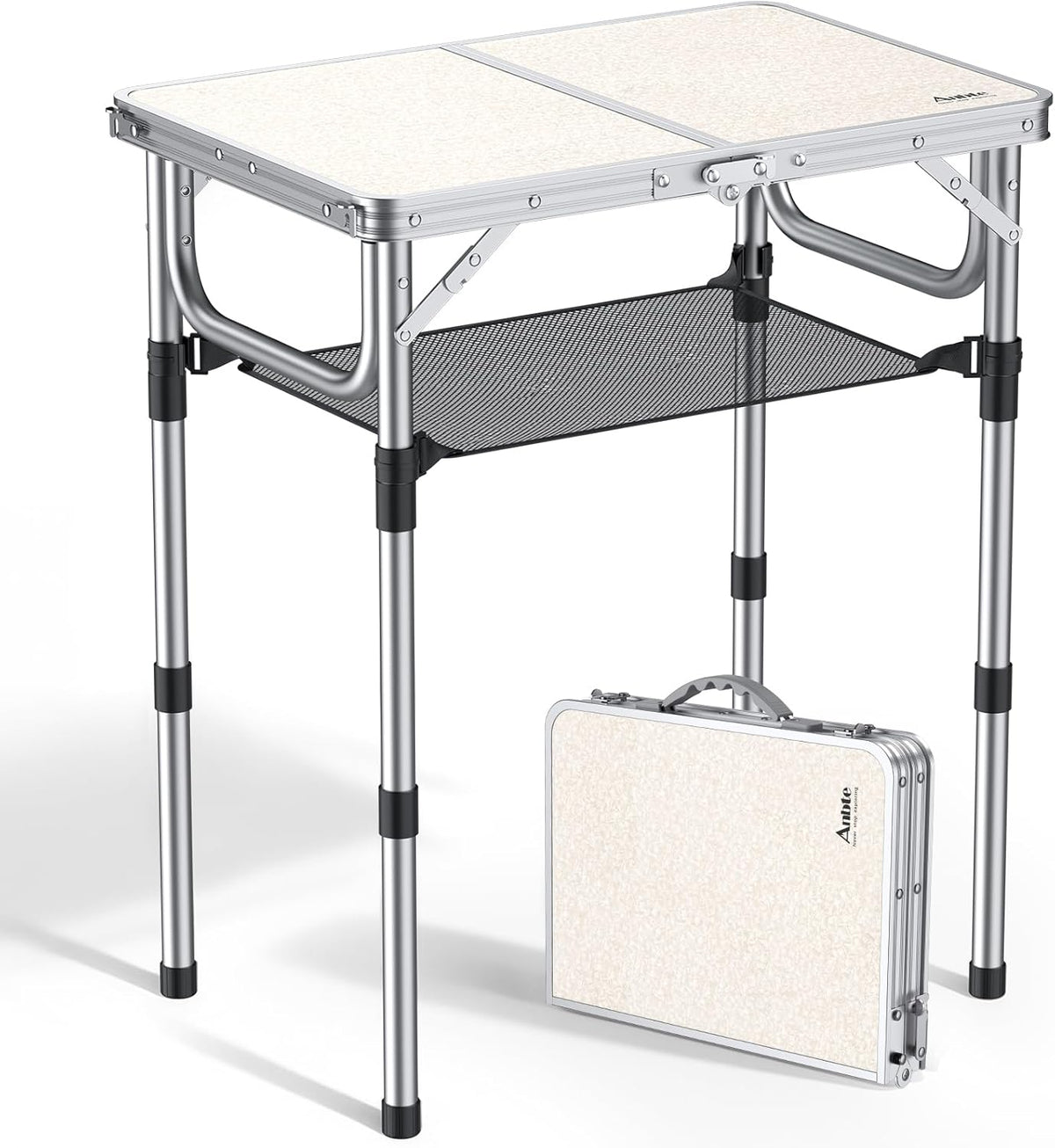 Anbte Folding Camping Table, 24"X 16" Adjustable Height Small Folding Table