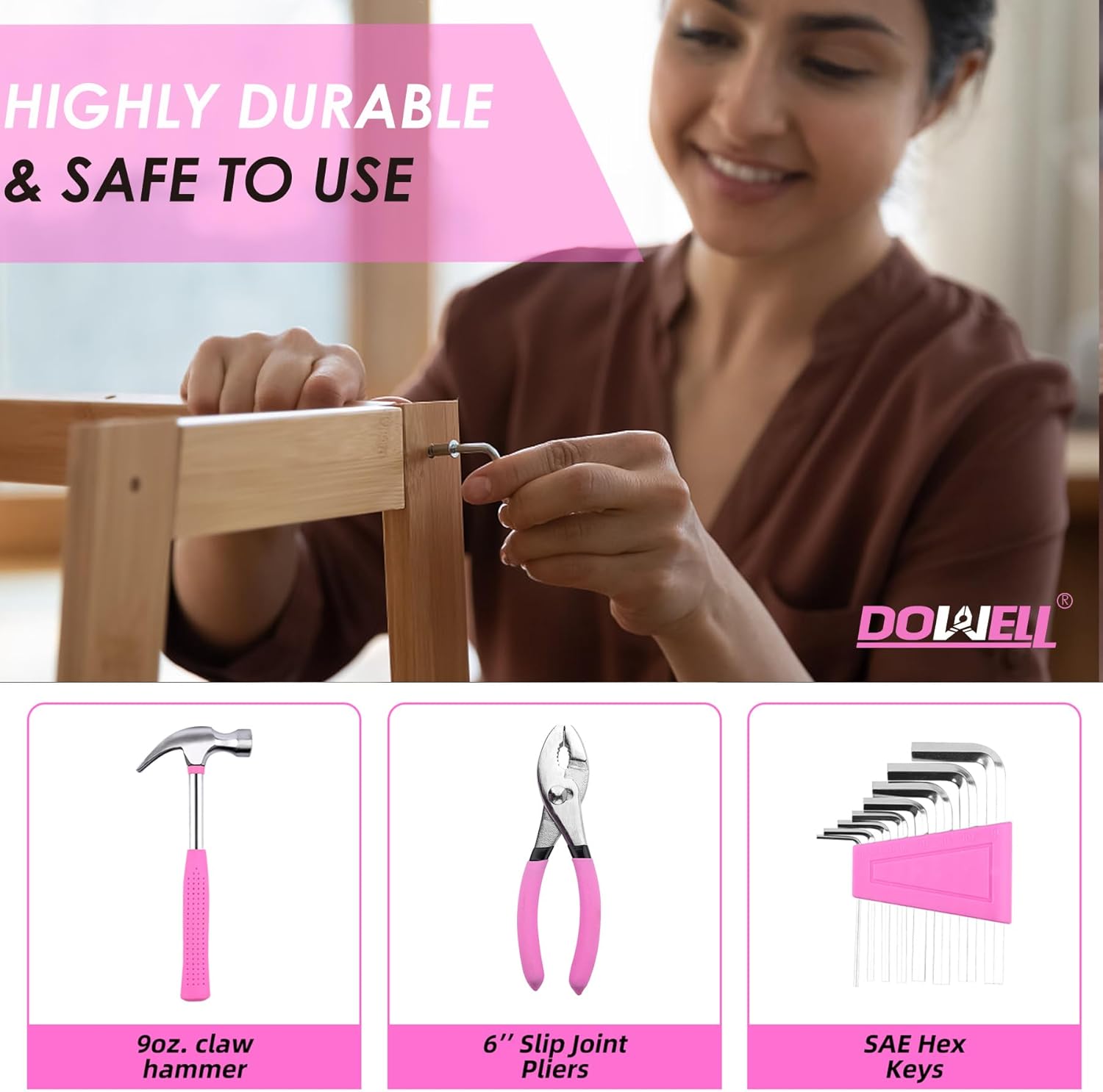 DOWELL Tool Set, 40 Pcs Tool Kit, Screwdriver Set With Storage Case, Pink