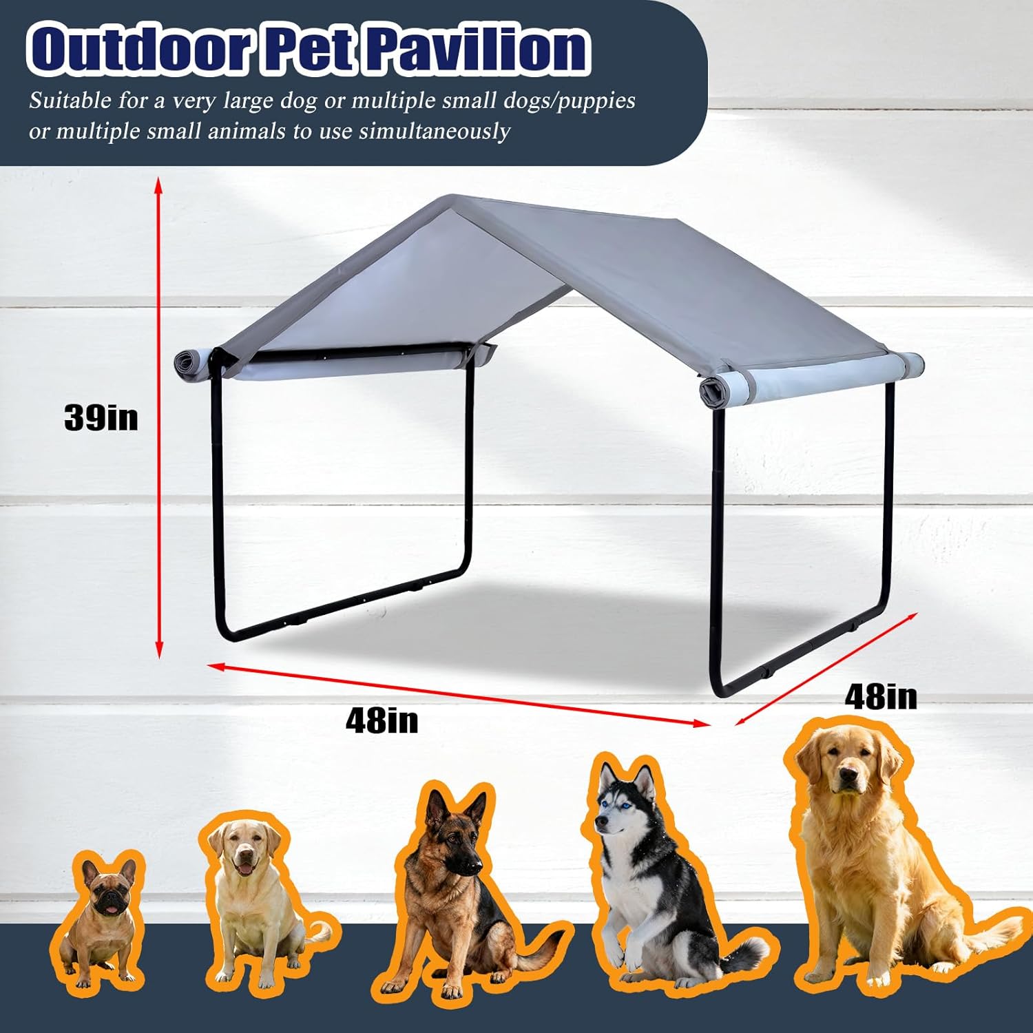 3 in 1 Extra Large Dog Canopy Outside,All-Season Outdoor Dog Shade XL with Roller Shutters and Removable Door,Pet Shelter Tent for Chicken Livestock 4'x 4'x 3.3' Winter & Summer and Rain
