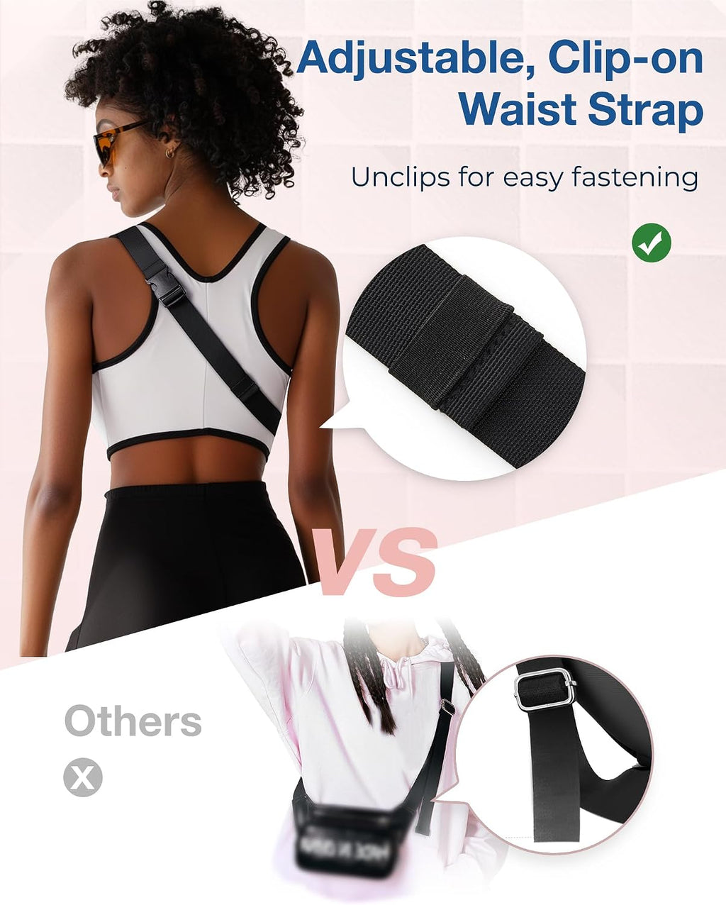 BAGSMART Fanny Packs for Women, Running Traveling Hiking, Light Pink