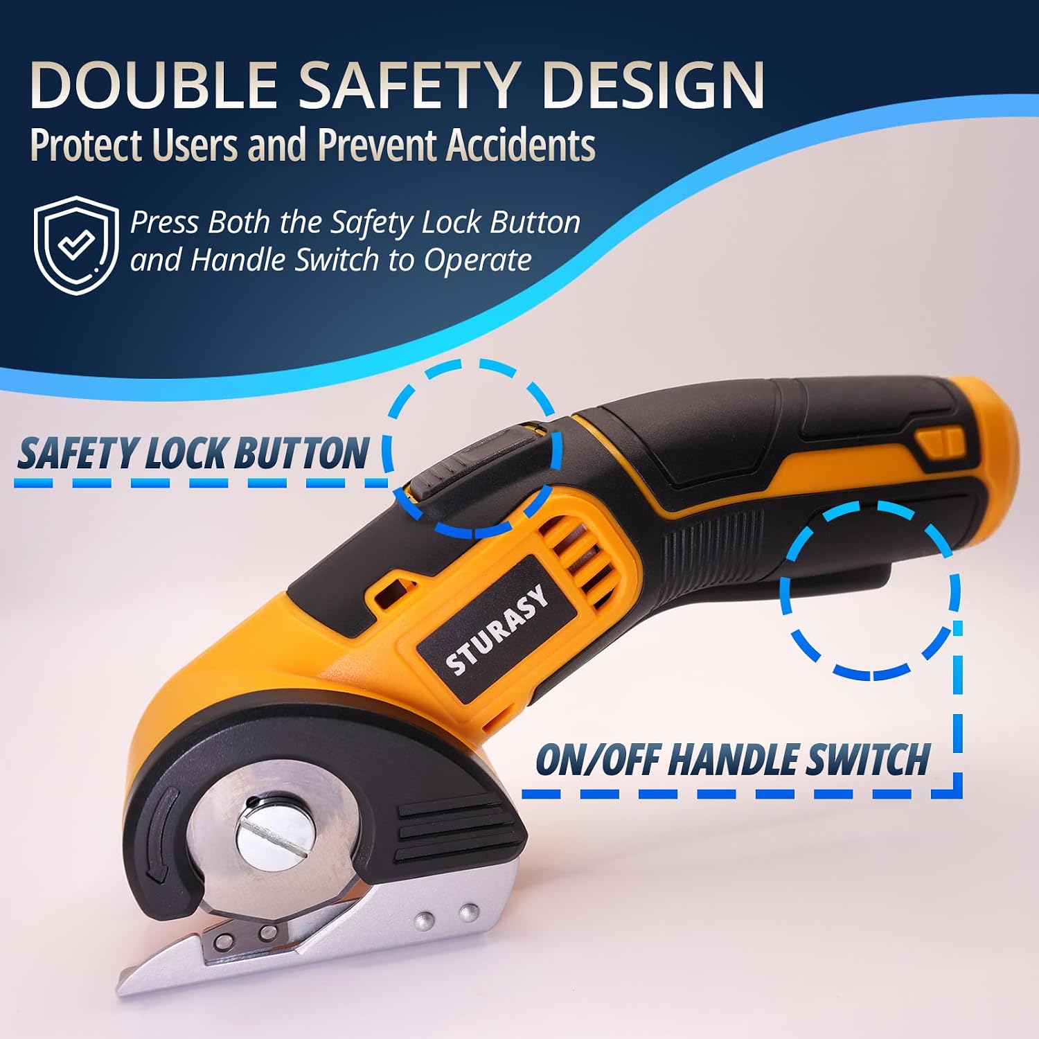 Cordless Electric Scissors, Power Cardboard Cutter with Safety Lock, Rechargeable 4V 2000mAh Electric Box Cutter for Cardboard, Fabric, Carpet, Leather, Paper, Plastic, Packages, Rotary Cutter