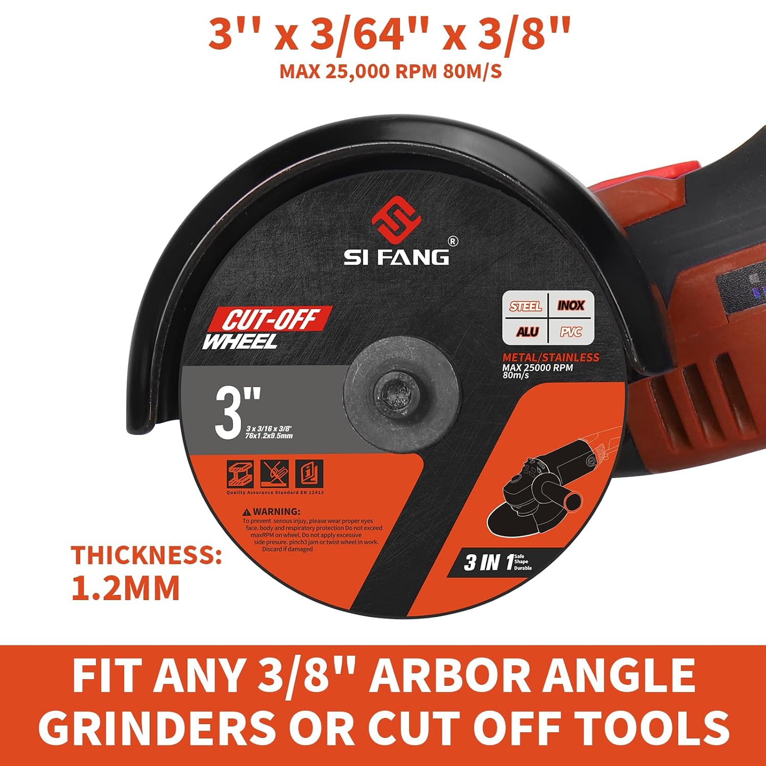 SI FANG 25Pcs 3 inch Cut Off Wheels for Die Grinder with 1/4" Arbor Mandrel