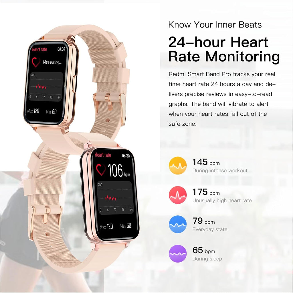 Smart Watch Fitness Tracker Make/Answer calls for Women Men with Heart Rate Blood Oxygen Sleep Monitor Sports Modes Step Calorie Counter IP68 Waterproof for Android Phones iPhone (Rectangle, Pink)