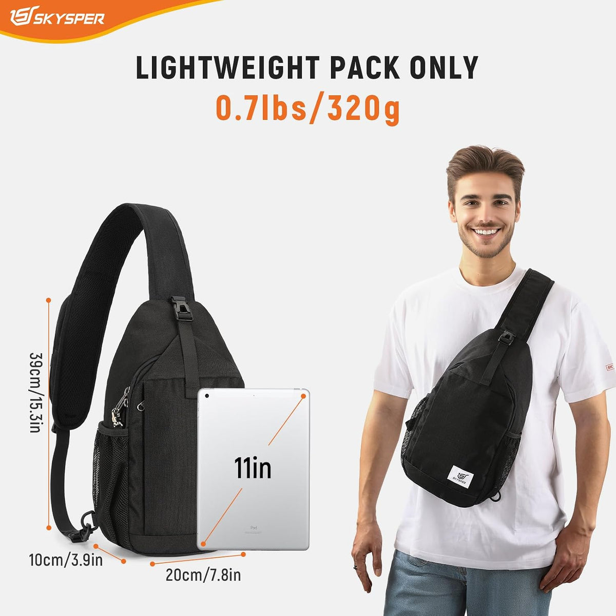 SKYSPER Sling Bag RFID Cross Body Bag Recycled Crossbody Backpack Travel Daypack