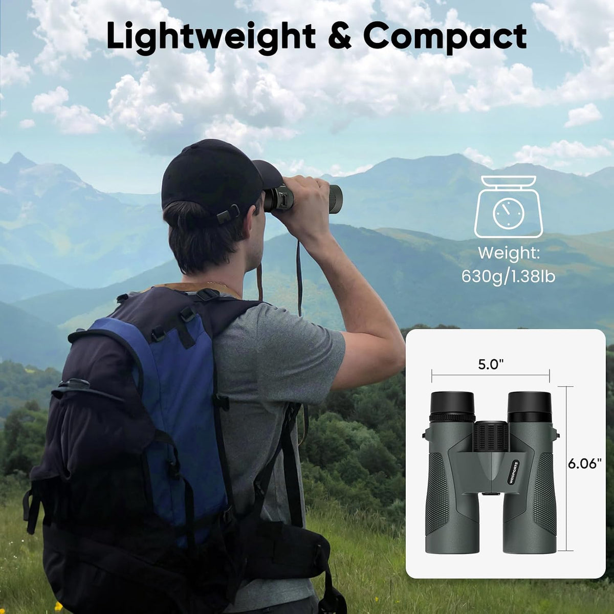 WOSPORTS 10x42 Binoculars for Adults, IP67 Waterproof Binoculars
