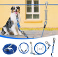 Dog Runner for Yard,Double Shock Absorption Dog Trolley System for Large Dogs,Heavy Duty 50FT Tie Out Run Cable with 10FT Leads,for Dogs Up to 250LBS,Aerial Zipline for Outside,Camping