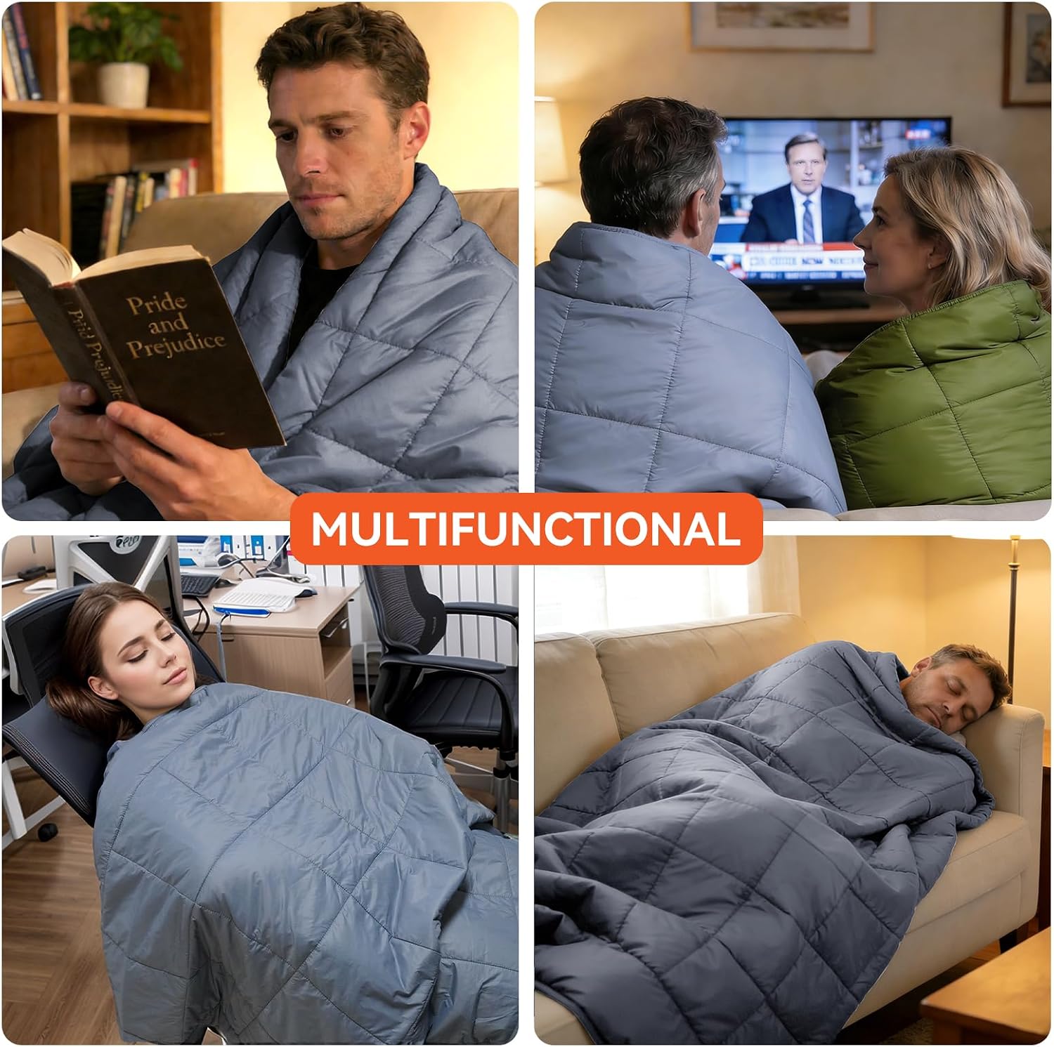 Multifunctional Camping Blanket, Ultralight Wearable Travel Blanket,Indoor Sofa Blanket，Outdoor Portable nap Blanket，Camping Quilt with Snap Buttons for Outdoor Hiking,Camping -Gray