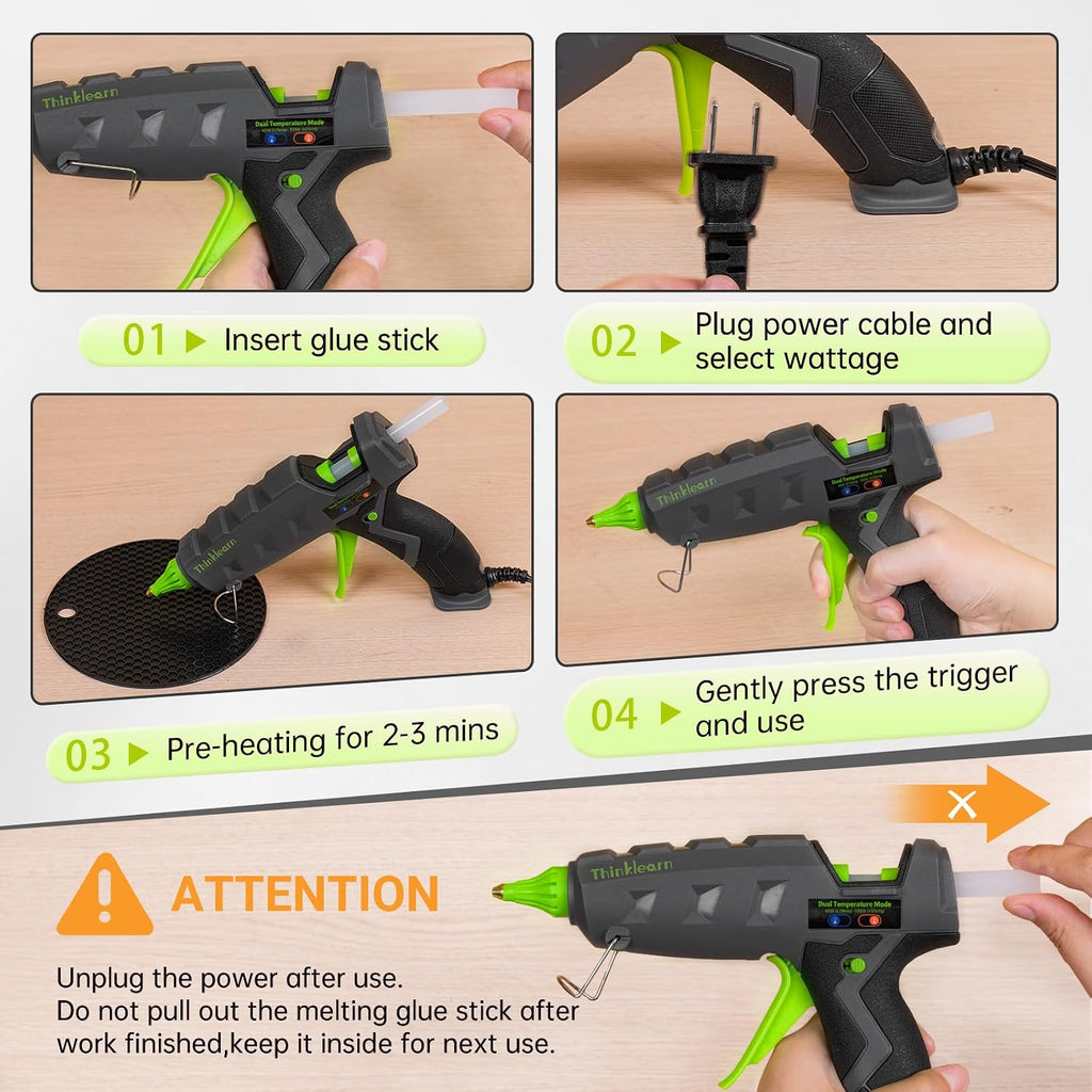 THINKLEARN Hot Glue Gun, Full Size, 60/100W Dual Power