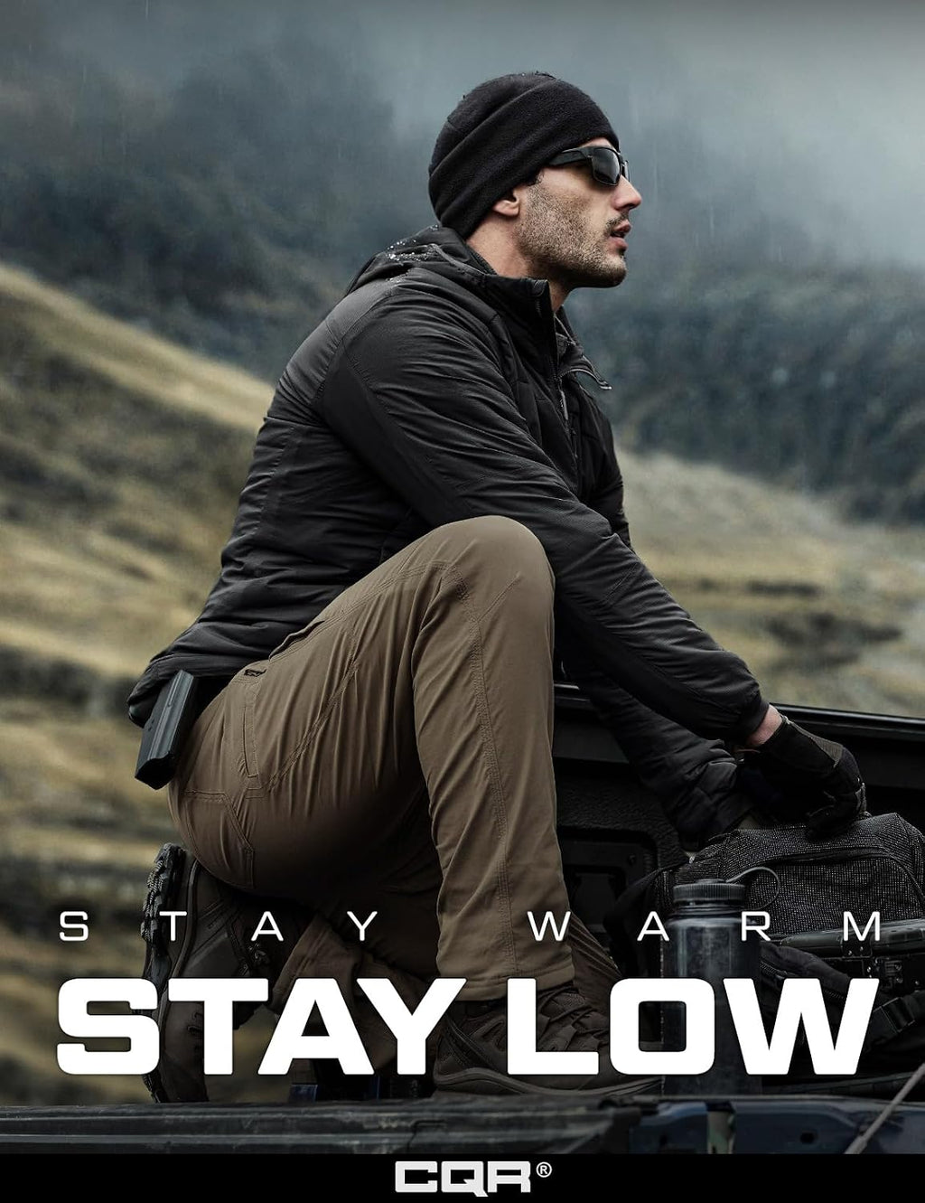 CQR Men's Lightweight Warm Insulated Jacket, Windproof Water Resistant Winter Active Coat for Hiking Work Outdoor Tactical