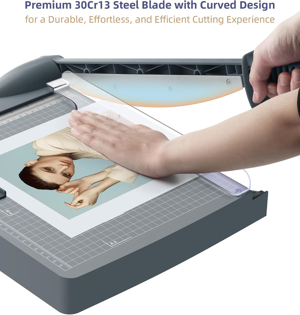Firbon 12 Inch Guillotine Paper Cutter, Heavy-Duty Paper Trimmers, Gray