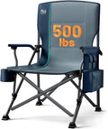 TIMBER RIDGE Oversized Folding Camping Chair High Back Heavy Duty for Adults Support up to 500lbs with Cup Holder, Side Pocket Cooler Bag