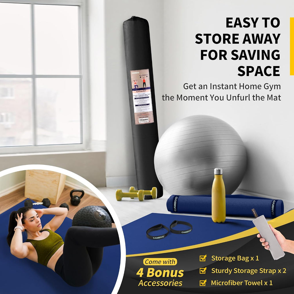 CAMBIVO 8'x6'/7'x5'/6'x4' Large Exercise Mat Workout Mat for Home Gym, 7mm