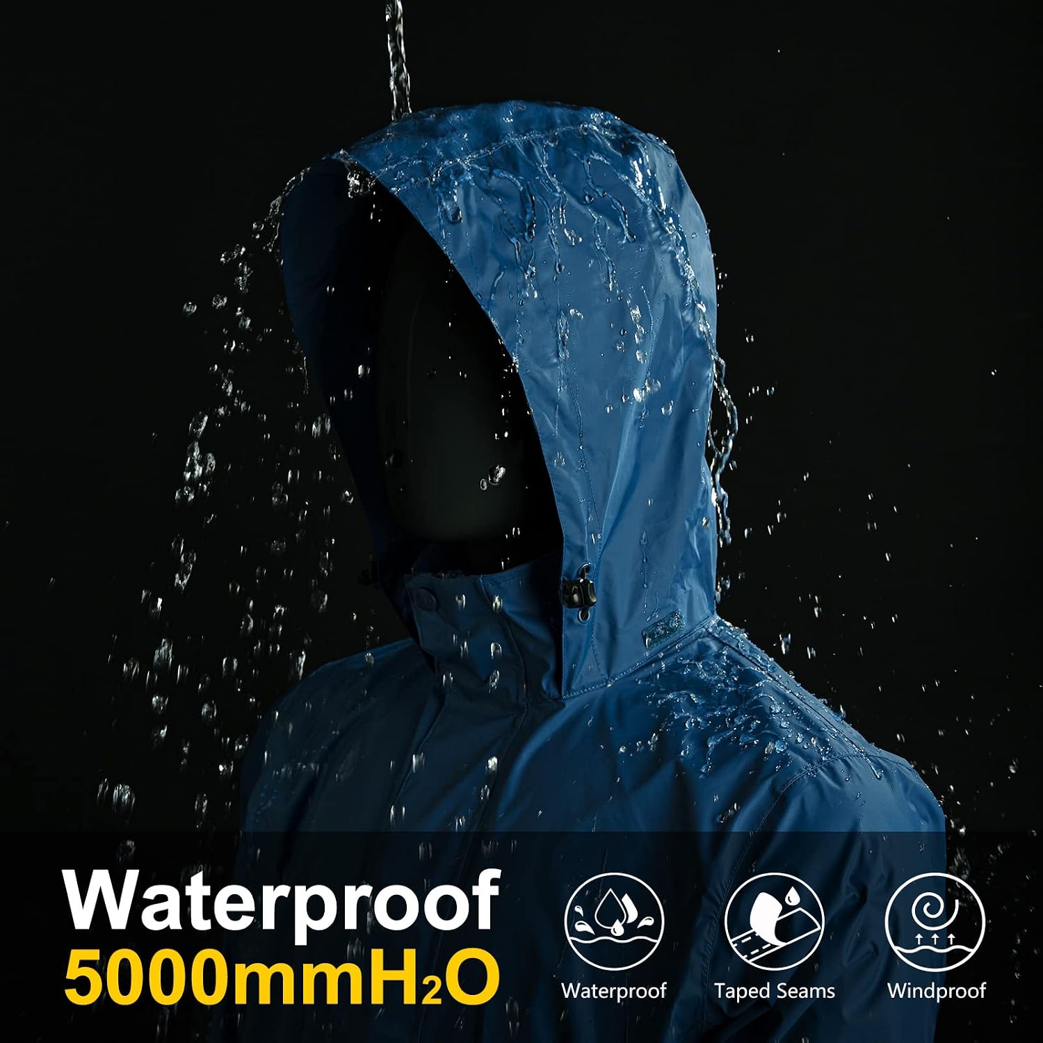 33,000ft Men's Packable Rain Jacket Lightweight Waterproof Golf Raincoat