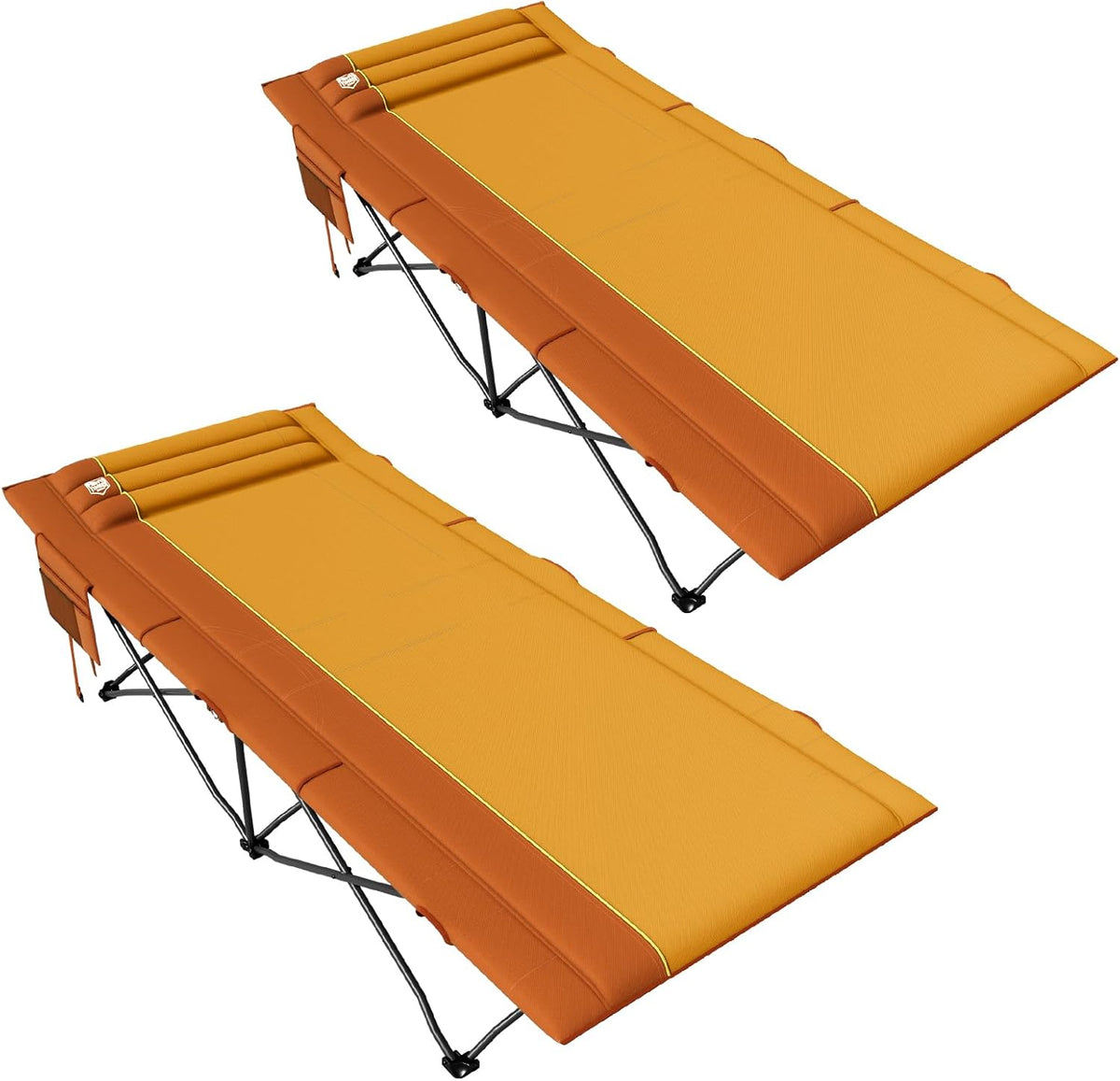 Timber Ridge Extra Wide Heavy Duty Camping Cot for Adult, Easy Set Up Oversized Sleeping Cot with Carry Bag for Camping, Travel and Outdoors, Support up to 450lbs, Orange, 2 Pack