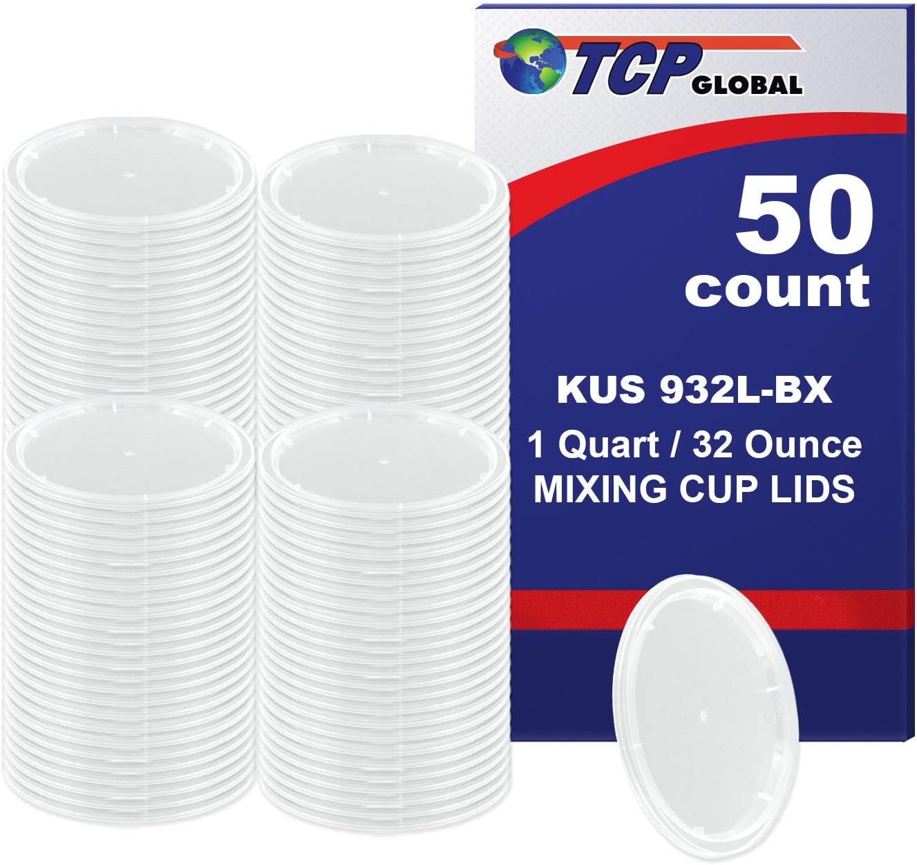 Custom Shop Paint Mixing Cup Lids Only, Box of 50) Quart Size, Lids Only