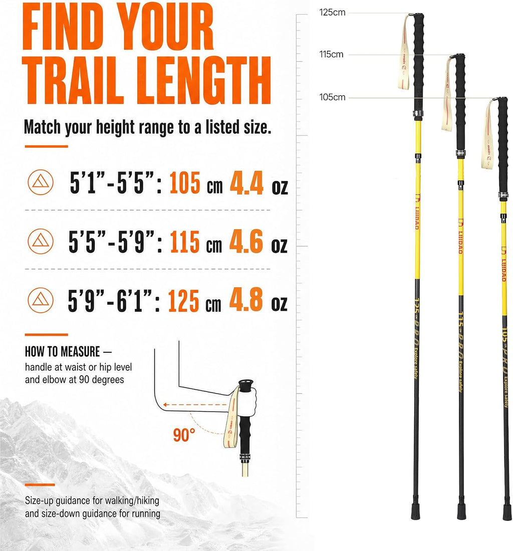Carbon Fiber Hiking Poles Collapsible Lightweight，2 Pack