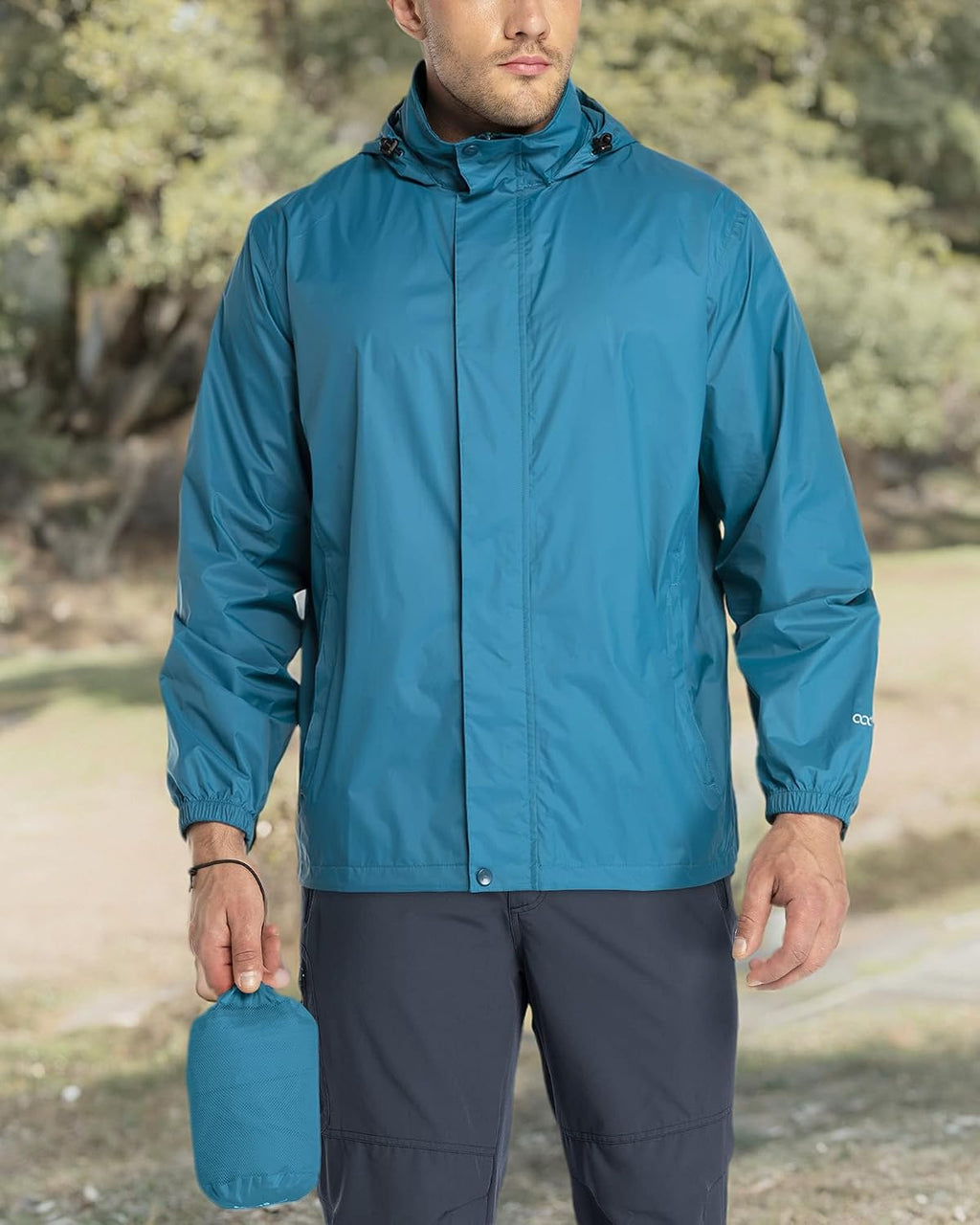 33,000ft Men's Packable Rain Jacket Lightweight Waterproof Golf Raincoat