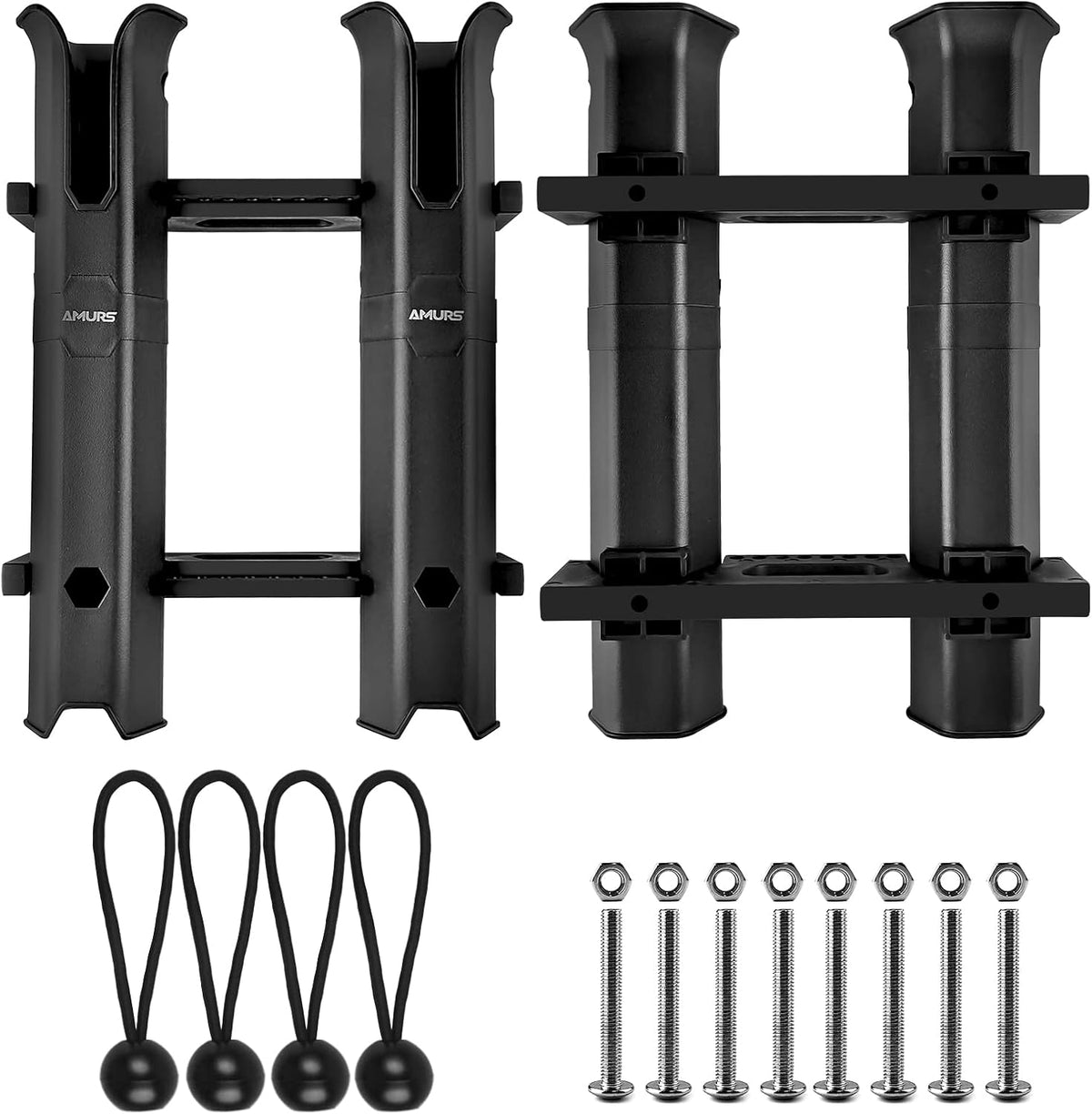2 Sets of Interlocking Fishing Rod Racks Kit with Carbon Fiber Texture